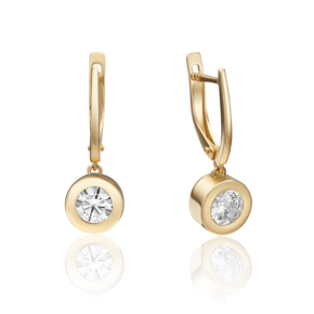 Серьги с английским замком из лимонного золота с фианитом 02-4500-00-501-1130-38