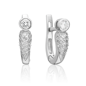 Серьги с английским замком из белого золота с бриллиантами 02-0314-00-101-1120-30