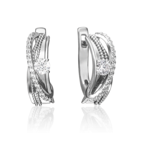 Серьги с английским замком из белого золота с бриллиантами 02-4265-00-101-1120-30