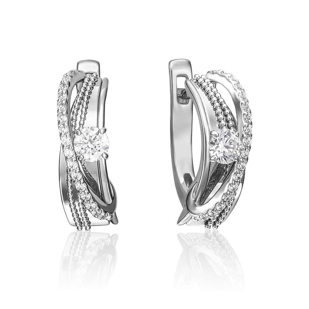 Серьги с английским замком из белого золота с бриллиантами 02-4265-00-101-1120-30