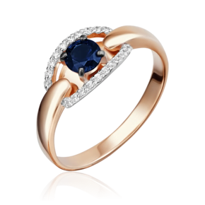Кольцо из красного золота с сапфиром и бриллиантами 01-5155-00-105-1110-30