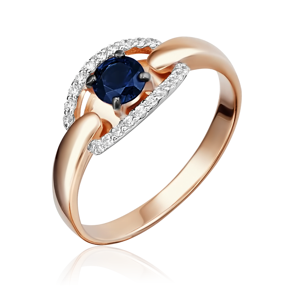 Кольцо из красного золота с сапфиром и бриллиантами 01-5155-00-105-1110-30
