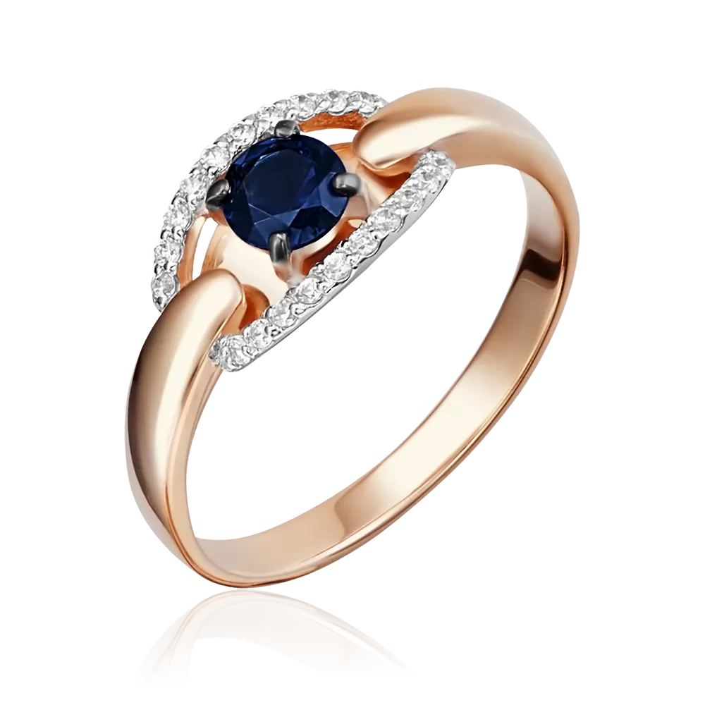 Кольцо из красного золота с сапфиром и бриллиантами 01-5155-00-105-1110-30