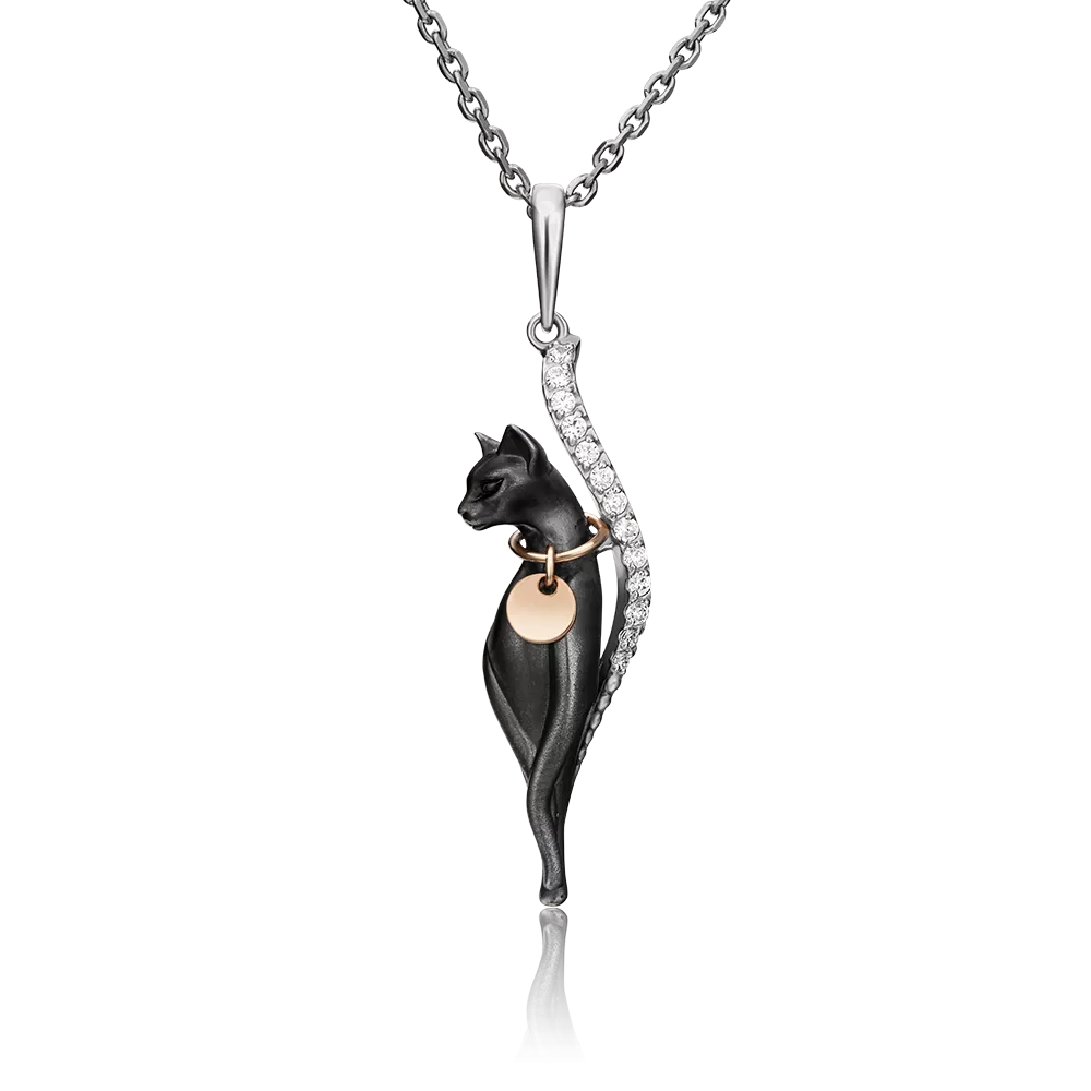 Подвеска «Грация» из комбинированного золота с фианитами 03-2956-01-401-1111-48