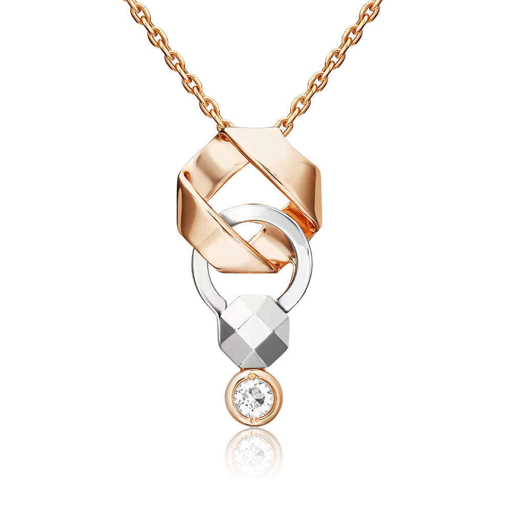 Подвеска из комбинированного золота с натуральным топазом white 03-3373-00-201-1111