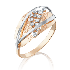 Кольцо из комбинированного золота с фианитами 01-5071-00-401-1111-65