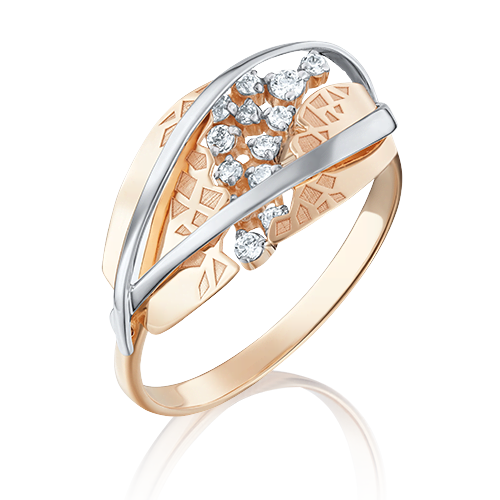 Кольцо из комбинированного золота с фианитами 01-5071-00-401-1111-65
