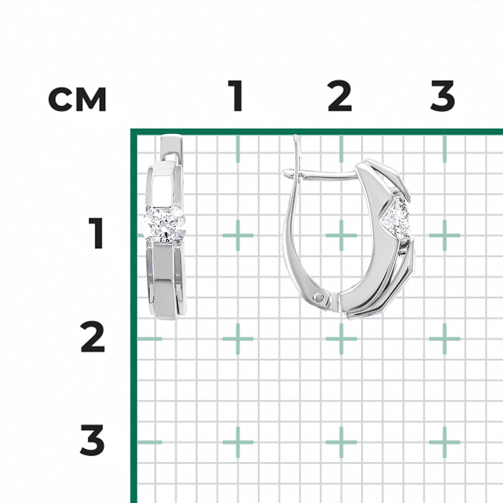 Серьги с английским замком из белого золота с бриллиантом 02-4064-00-101-1120-30