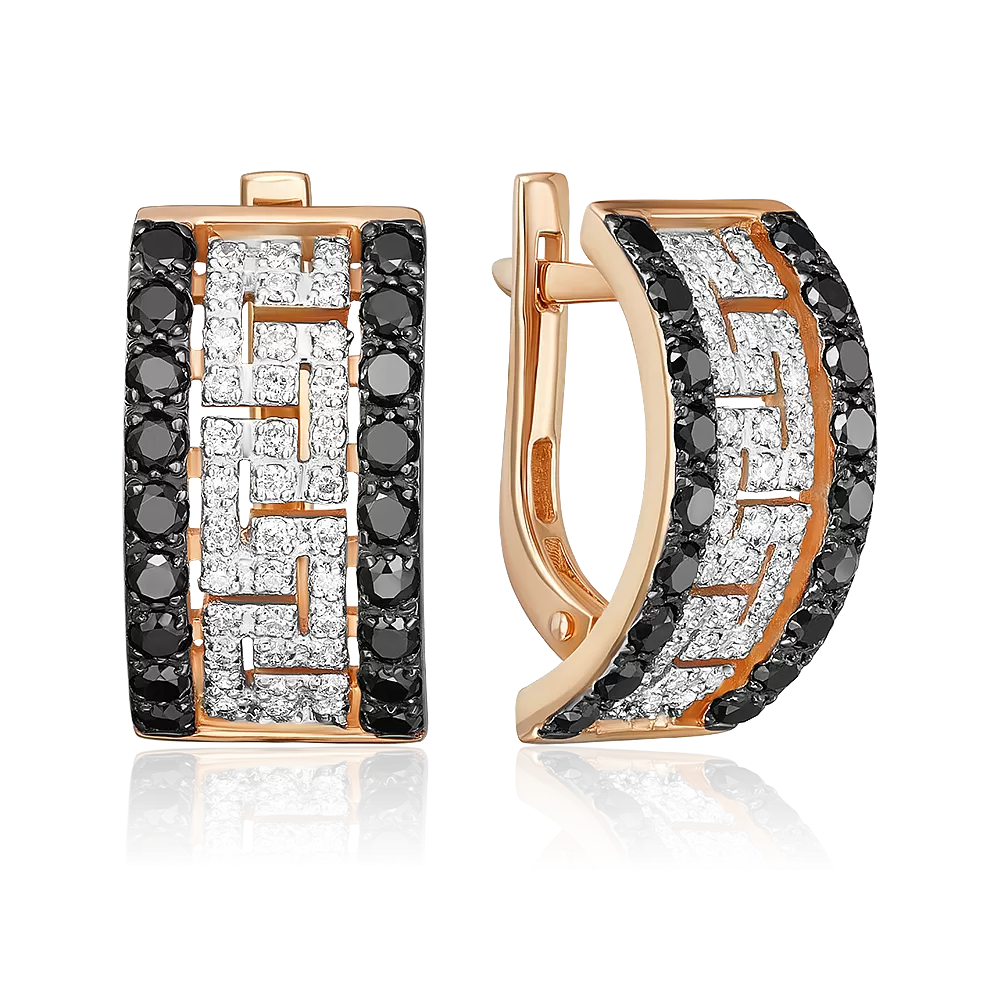 Серьги с английским замком из красного золота с бриллиантами 02-0885-00-108-1110-30