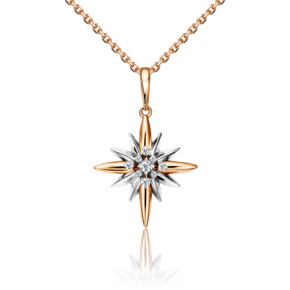 Подвеска «Вифлеемская звезда» из комбинированного золота с фианитами 03-3011-00-401-1111-03