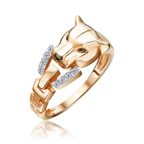 Кольцо «Пантера» из красного золота с фианитами 01-5880-00-401-1110