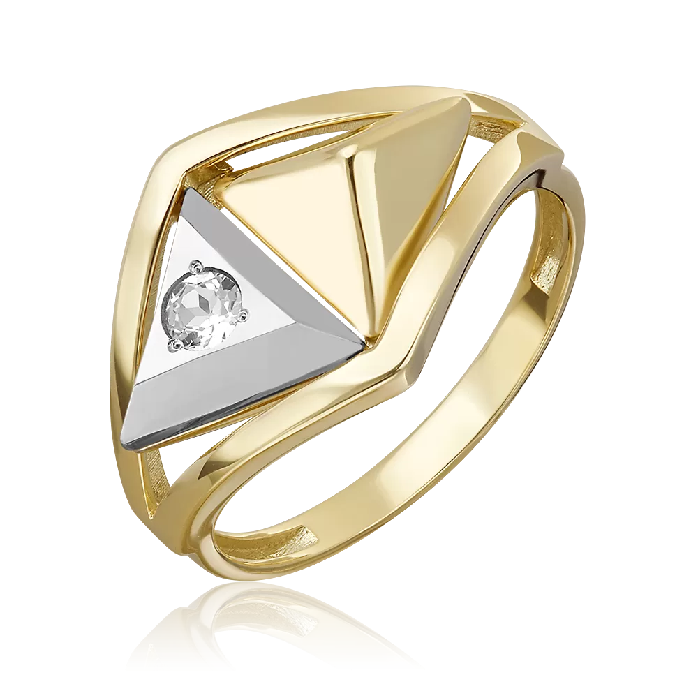 Кольцо из комбинированного золота с натуральным топазом white 01-5622-00-201-1121