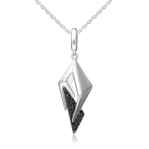 Подвеска из серебра с чёрными фианитами 03-3409-00-402-0200