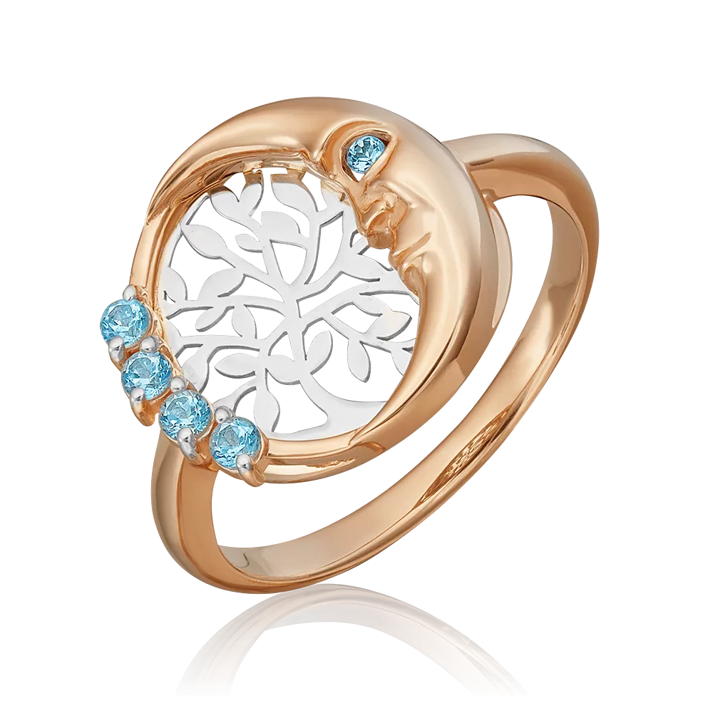 Кольцо «Верный спутник» (пожелание счастья) из комбинированного золота с топазами 01-5463-00-201-1111-75