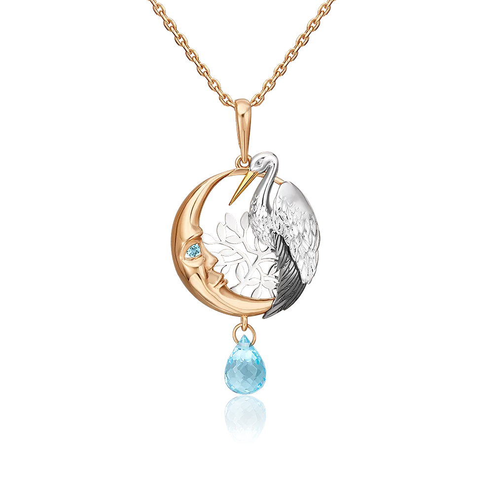 Подвеска «Верный спутник» (пожелание счастья) из комбинированного золота с топазами 03-3215-00-201-1111-75