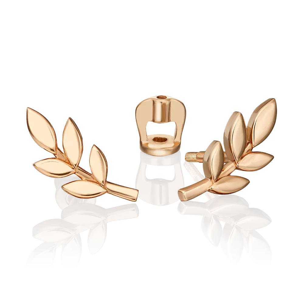 Серьги-пусеты «Верный спутник» (пожелание счастья) из красного золота 02-4697-00-000-1110-59