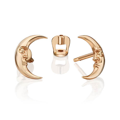 Серьги-пусеты «Верный спутник» (пожелание счастья) из красного золота 02-4711-00-000-1110-59