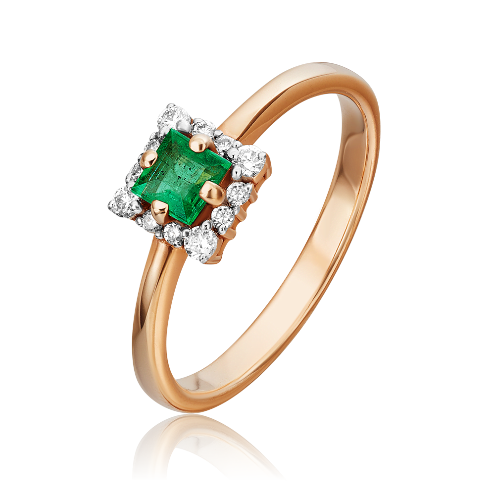 Кольцо из красного золота с изумрудом и бриллиантами 01-5545-00-106-1110-30