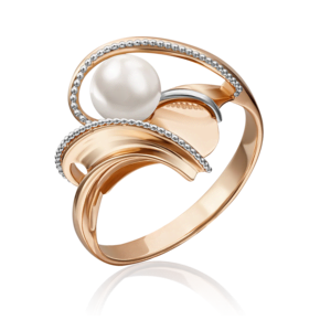 Кольцо из красного золота с жемчугом культивированным 01-5163-00-301-1110-31