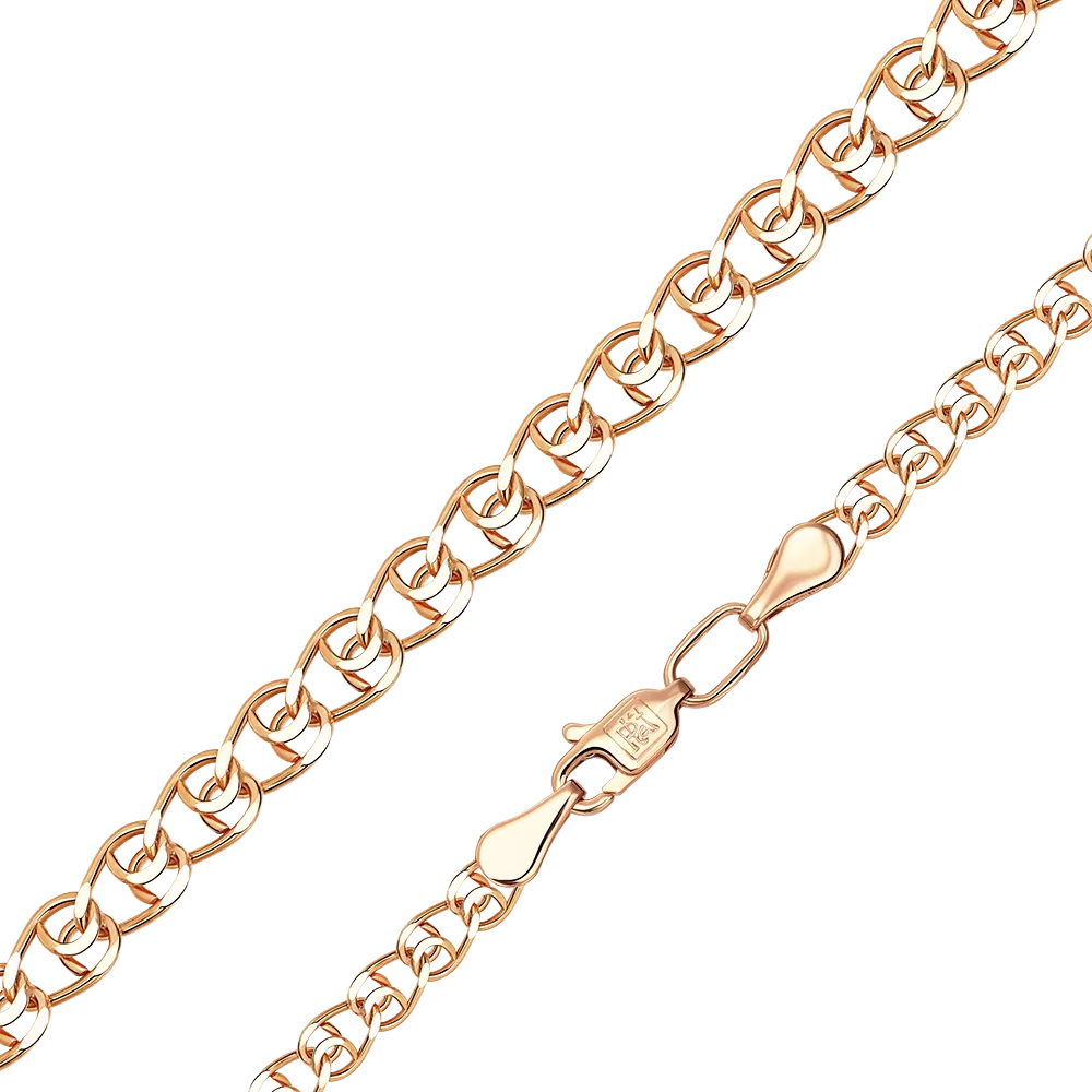 Цепь из красного золота с алмазной гранью (плетение «Лав») 21-0403-060-1110-17