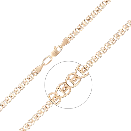 Браслет из красного золота с алмазной гранью (плетение «Лав») 22-0403-060-1110-17