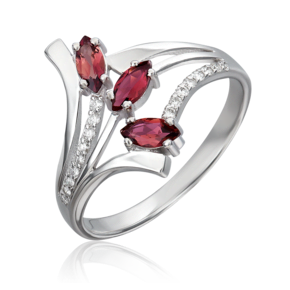 Кольцо из белого золота с турмалинами и бриллиантами