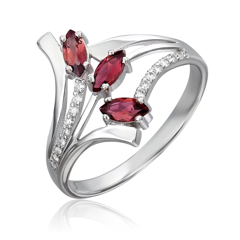 Кольцо из белого золота с турмалинами и бриллиантами 01-0138-00-116-1120-30