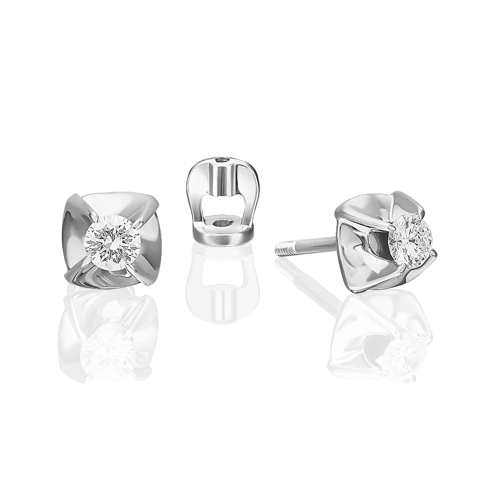 Серьги-пусеты из белого золота с бриллиантом 02-5335-00-101-1120