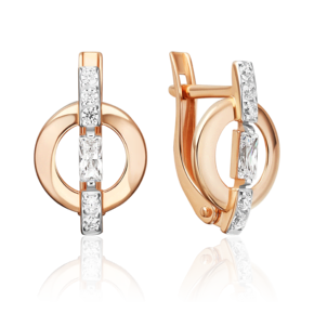 Серьги с английским замком из красного золота с фианитами 02-5586-00-401-1110