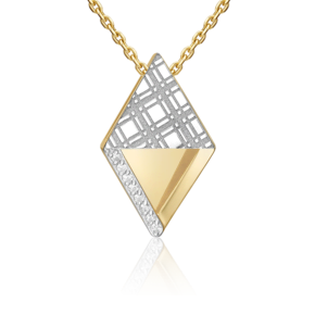 Подвеска с принтом «Клетка» из комбинированного золота с фианитами