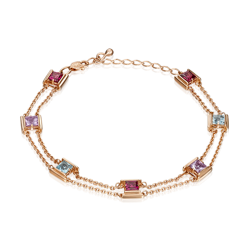 Браслет из красного золота с миксом камней 05-0635-00-712-1110-57