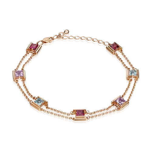 Браслет из красного золота с миксом камней 05-0635-00-712-1110-57