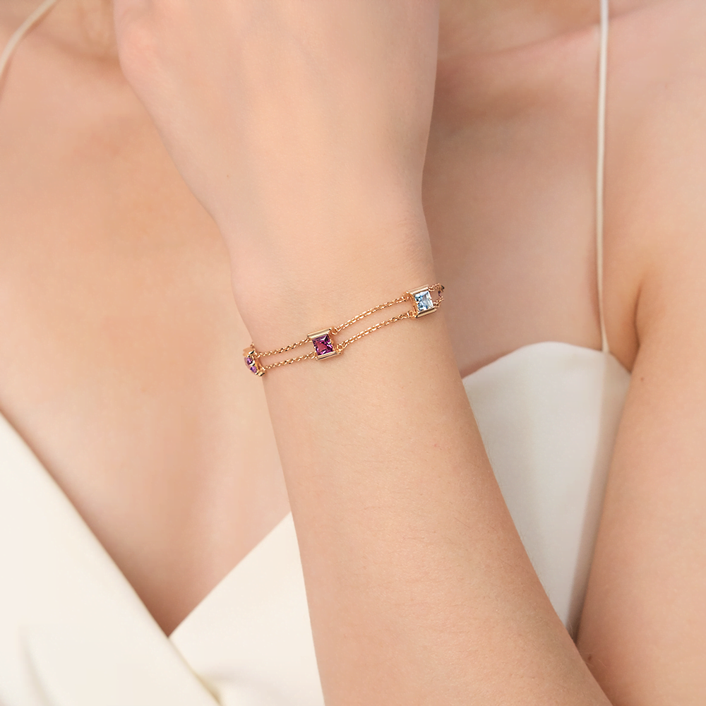 Браслет из красного золота с миксом камней 05-0635-00-712-1110-57