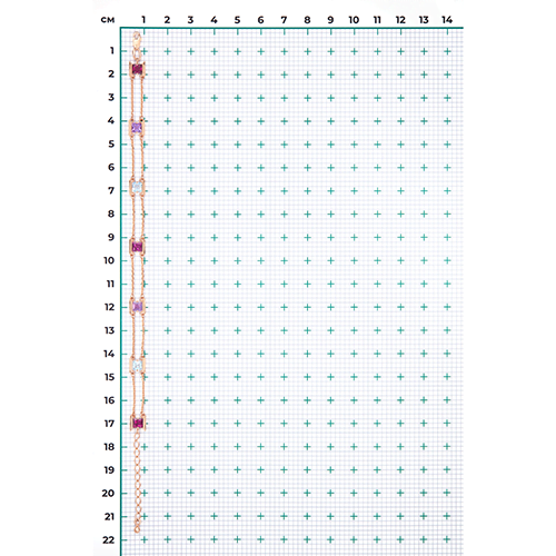 Браслет из красного золота с миксом камней 05-0635-00-712-1110-57