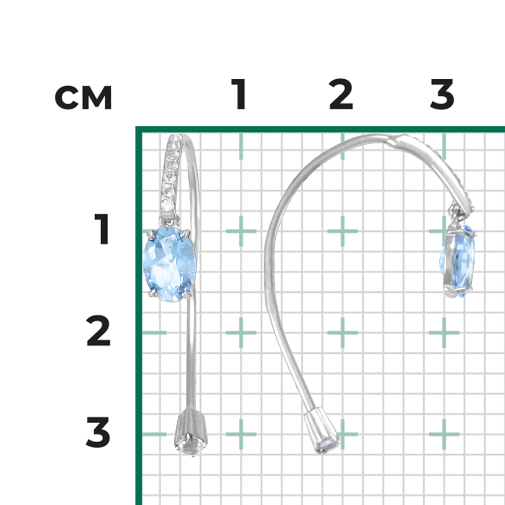 Серьги с французским замком из белого золота с топазами и натуральными топазами white 02-4365-00-201-1120-57