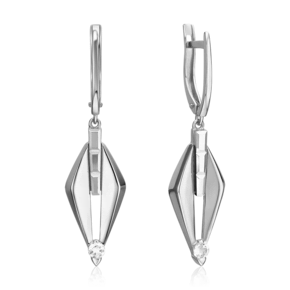 Серьги с английским замком из белого золота с натуральным топазом white