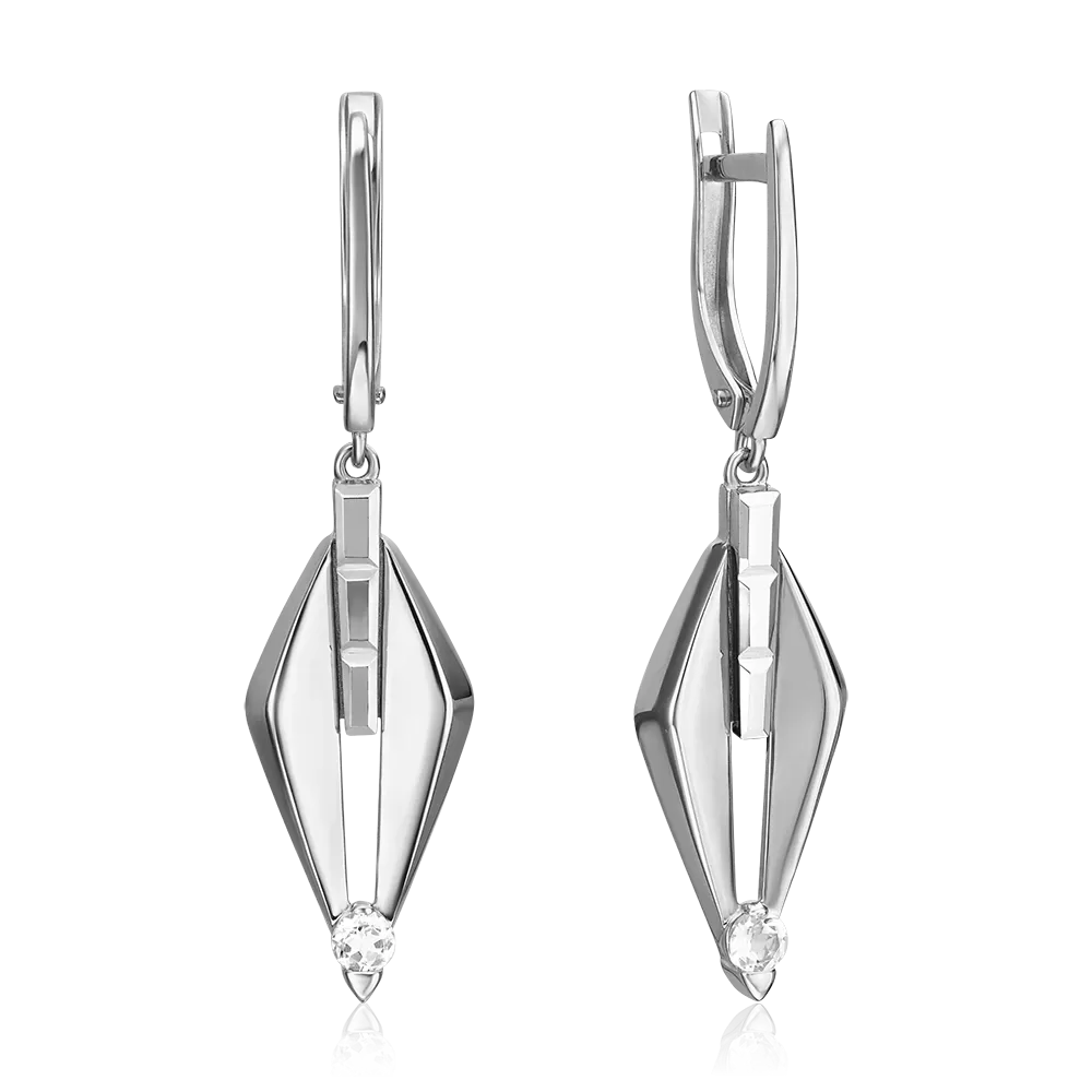 Серьги с английским замком из белого золота с натуральным топазом white 02-5022-00-201-1120