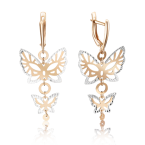 Серьги «Ажурные бабочки» с английским замком из красного золота 02-3570-00-000-1110-04