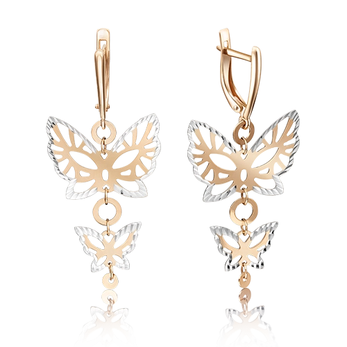 Серьги «Ажурные бабочки» с английским замком из красного золота 02-3570-00-000-1110-04