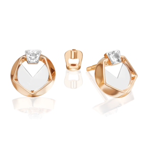 Серьги-пусеты из комбинированного золота с натуральным топазом white 02-5042-00-201-1111