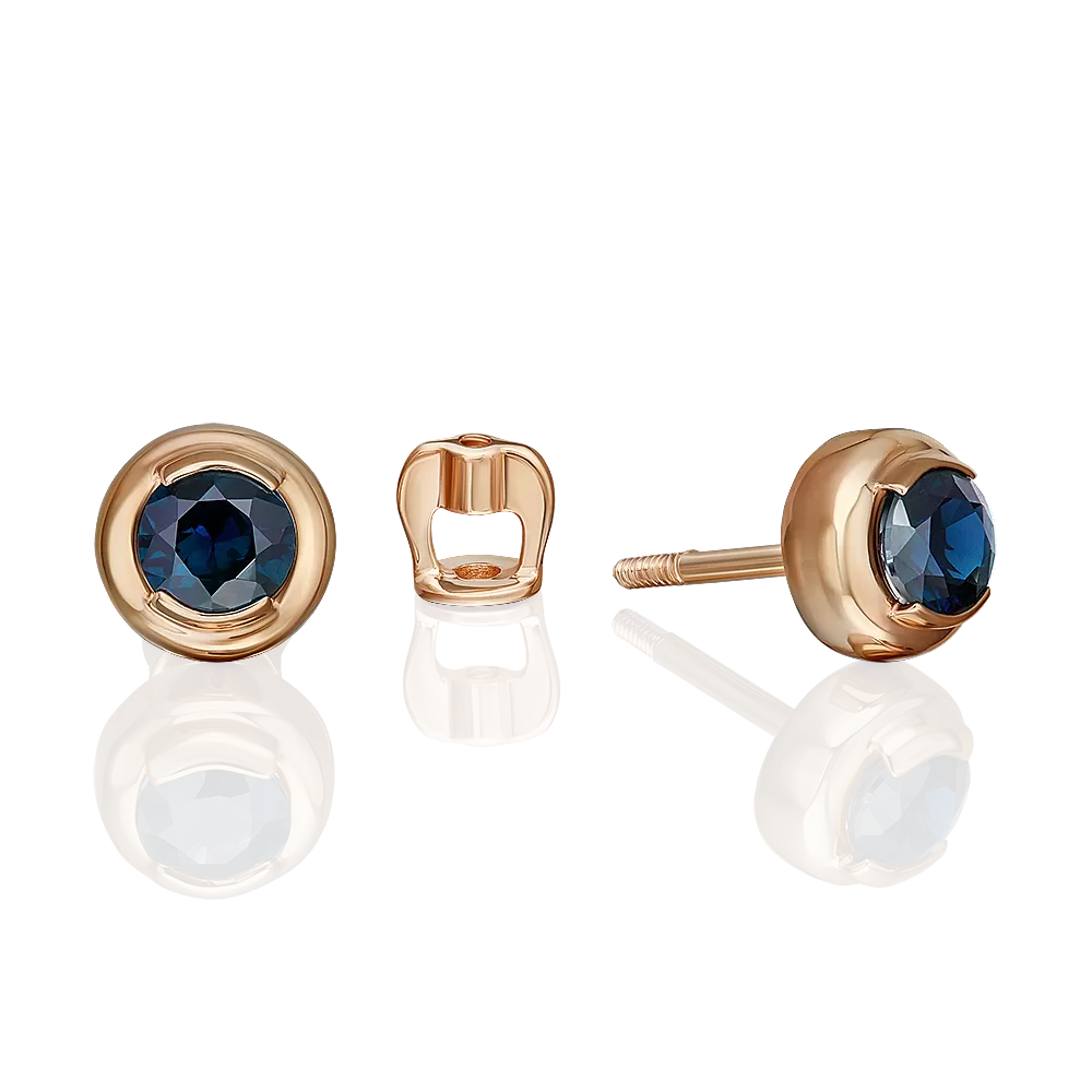 Серьги-пусеты из красного золота с сапфиром 02-5391-00-102-1110