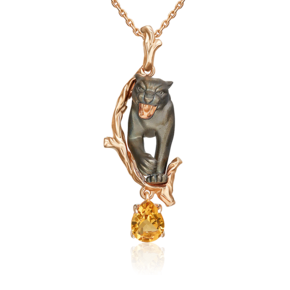 Подвеска «Чёрная пантера» из красного золота с цитрином 03-3501-00-206-1110