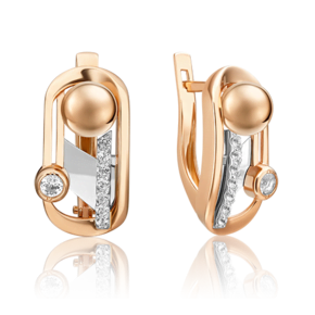 Серьги «Стильная фантазия» из комбинированного золота с натуральными топазами white 02-4839-00-201-1111