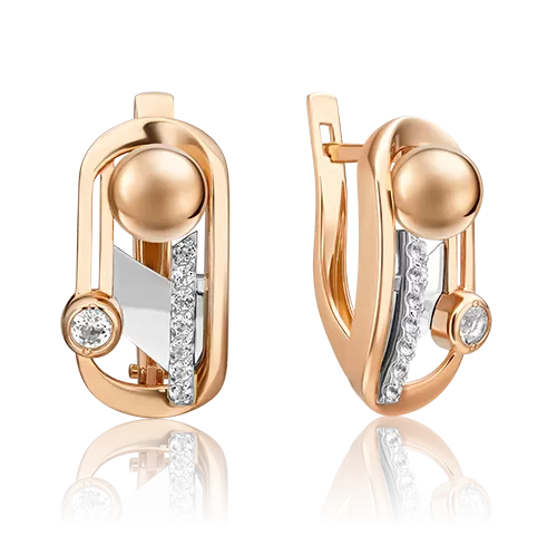 Серьги «Стильная фантазия» из комбинированного золота с натуральными топазами white 02-4839-00-201-1111