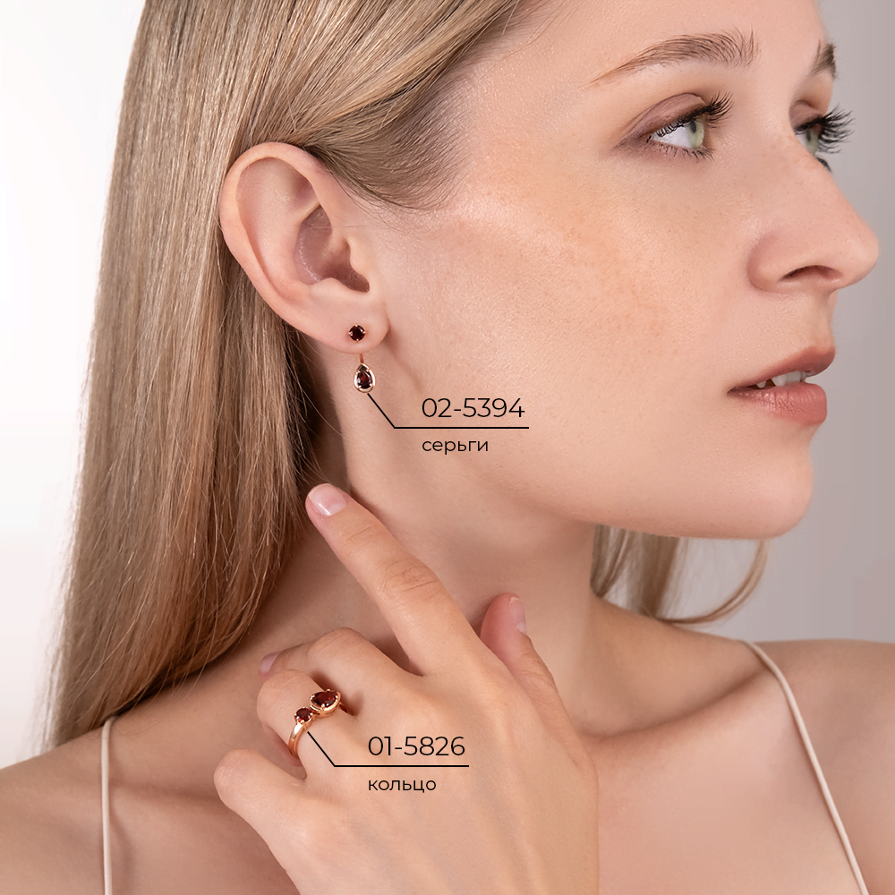 Серьги-джекеты из красного золота с гранатами 02-5394-00-204-1110