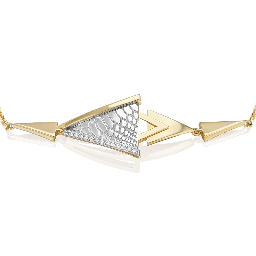 Браслет с принтом «Питон» из комбинированного золота с фианитами 05-0802-00-401-1121