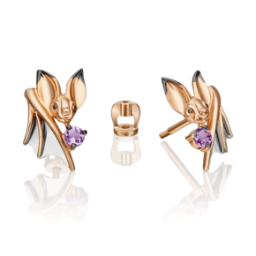 Серьги-пусеты «Ночная магия» из комбинированного золота с аметистом 02-4895-00-203-1111