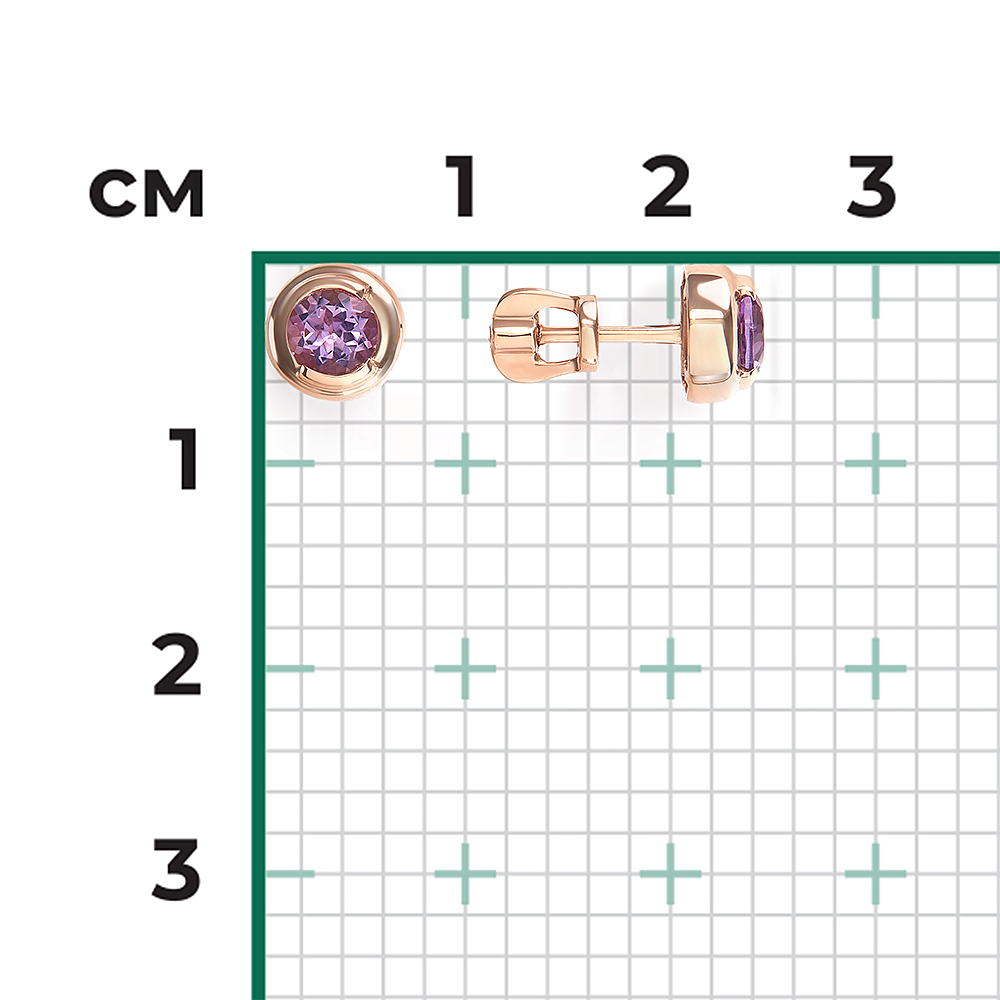 Серьги-пусеты из красного золота с аметистами 02-5391-00-203-1110