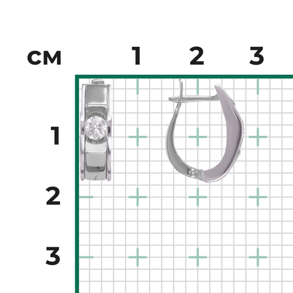 Серьги с английским замком из белого золота с фианитом 02-4138-00-401-1120