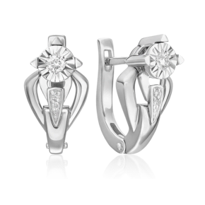 Серьги с английским замком из белого золота с бриллиантами 02-5223-00-101-1120